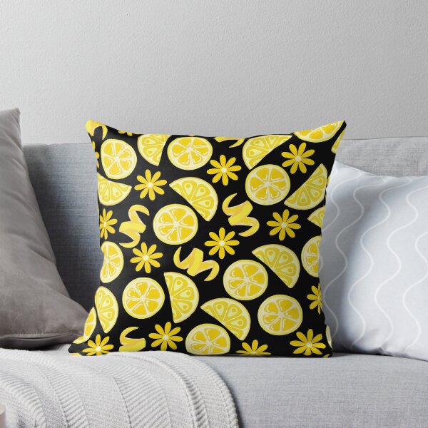 Item preview, lemons citrus lemonade cute yellow black summer fruit and flowers pattern designed and sold by DesignYourWaystore.