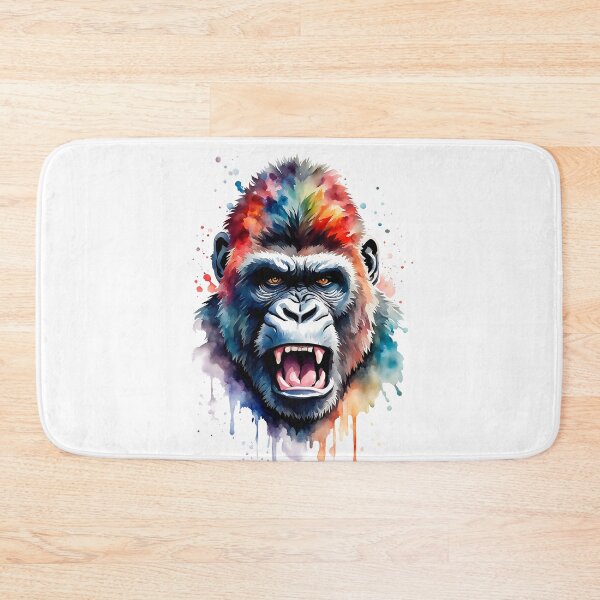 Item preview, Colorful Watercolor Angry Snarling Gorilla Face designed and sold by anyasevchenko.