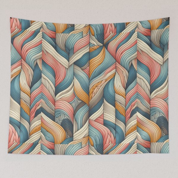 Item preview, Herringbone Pattern - Retro Wave Blue, Pink and Orange Pattern ; Pattern,  Chevron designed and sold by PatternInArt.