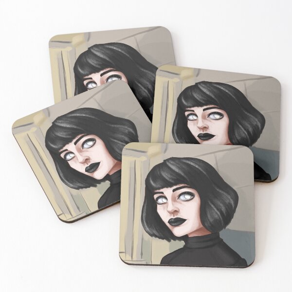 Item preview, Eyeless black hair woman designed and sold by BlackOrchidArt.