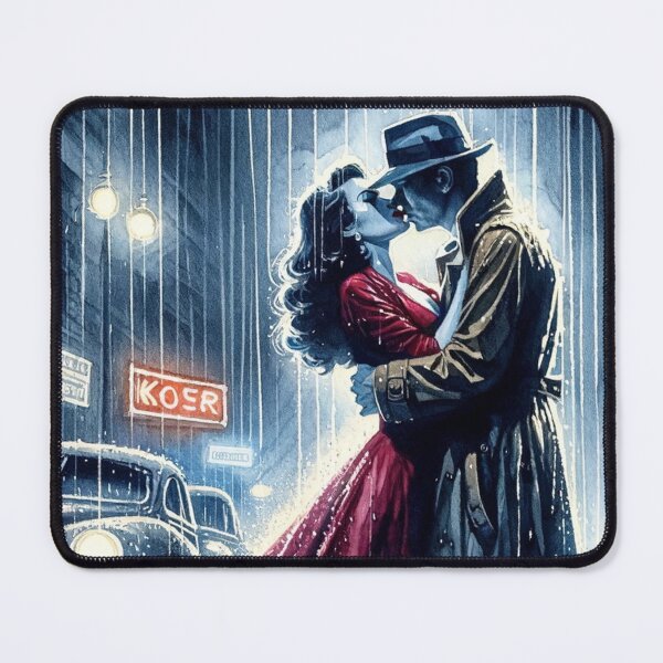Item preview, Noir Vintage Watercolor Kiss in the Rain designed and sold by RESToRAPTOR.