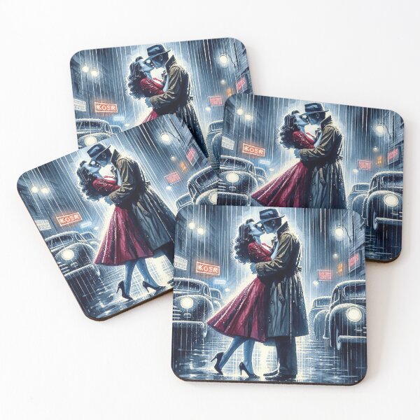 Item preview, Noir Vintage Watercolor Kiss in the Rain designed and sold by RESToRAPTOR.