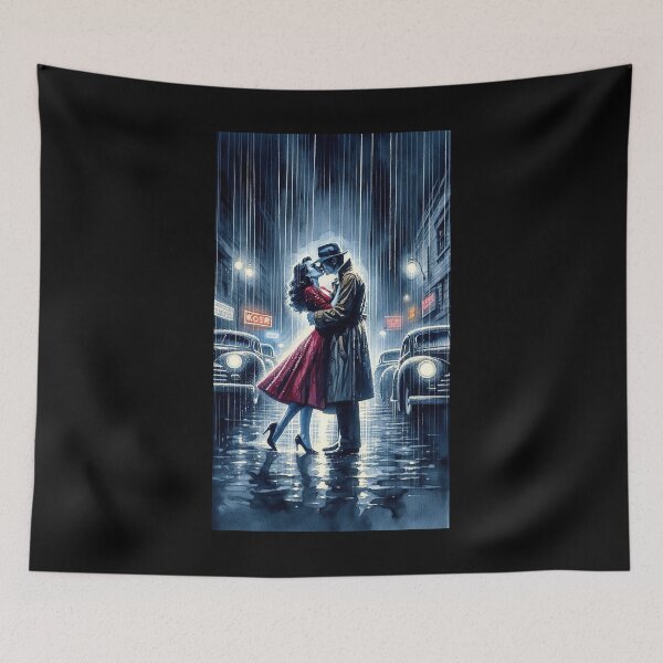 Item preview, Noir Vintage Watercolor Kiss in the Rain designed and sold by RESToRAPTOR.