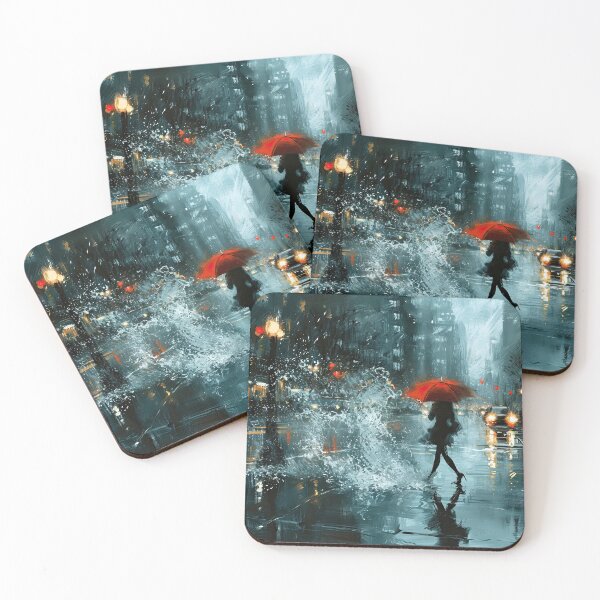 Item preview, girl with a red umbrella in the rain designed and sold by EG Creativity Art.