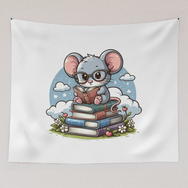 Item preview, Back to school cute mouse reading books designed and sold by Culmika.