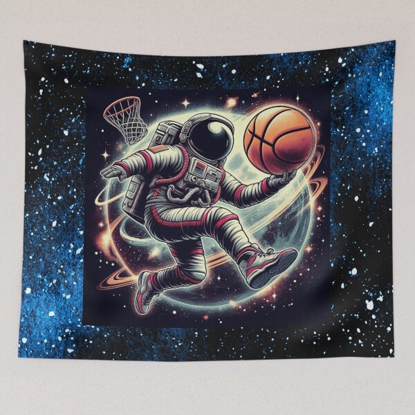 Item preview, Astronaut playing basketball in space designed and sold by asbno19.