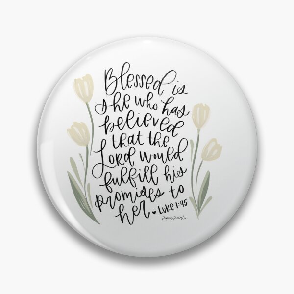Item preview, Blessed is She Luke 1:45 Bible Verse Blush Ivory Tulips designed and sold by Daisy Ring Art.