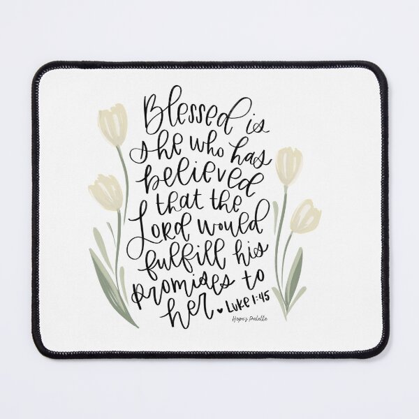 Item preview, Blessed is She Luke 1:45 Bible Verse Blush Ivory Tulips designed and sold by Daisy Ring Art.