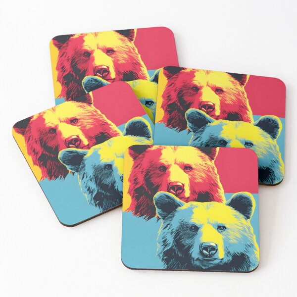 Item preview, Grizzly Bear portrait art. animal colorful. Animal throw pillow.  designed and sold by formform.