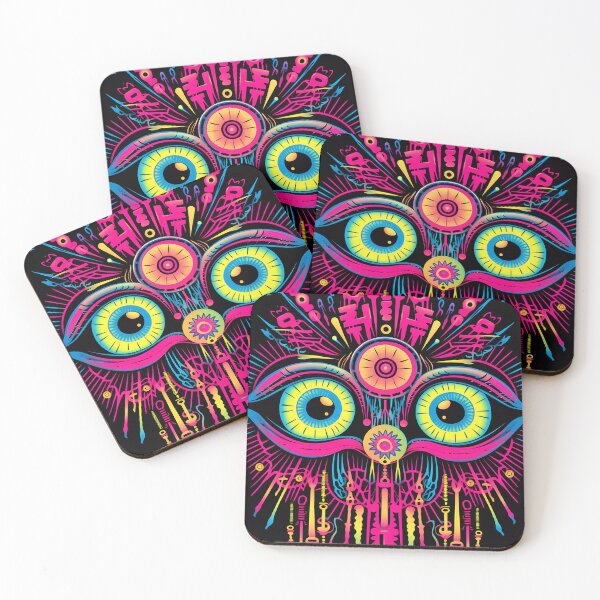 Item preview, "Bright Neon Psychedelic Eyes: Little Miss Neon" designed and sold by Art-Vortex-fr.