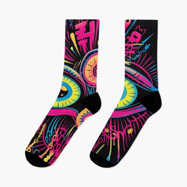 Item preview, "Bright Neon Psychedelic Eyes: Little Miss Neon" designed and sold by Art-Vortex-fr.