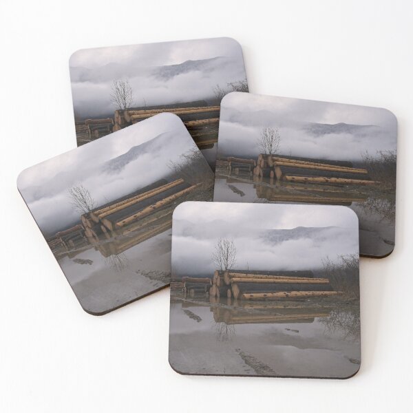 Item preview, Timber Logs With A Foggy Mountain View designed and sold by rawshutterbug.