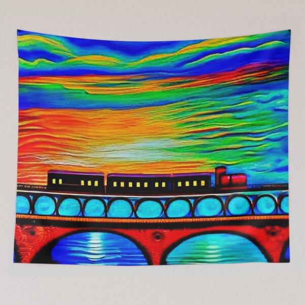 Item preview, Train crossing bridge designed and sold by George Hutton Hunter.