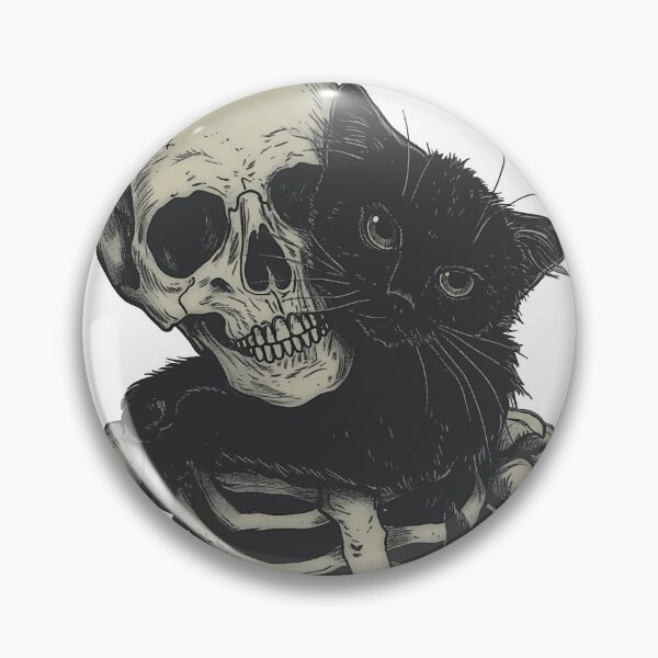 Item preview, Cat Hugging a Skeleton, Love Beyond Grave, Cat Lover, Halloween designed and sold by PrintShangri-La.