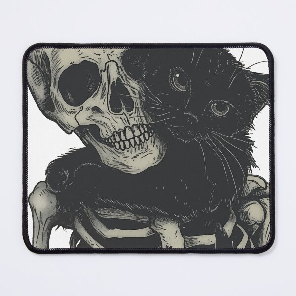 Item preview, Cat Hugging a Skeleton, Love Beyond Grave, Cat Lover, Halloween designed and sold by PrintShangri-La.