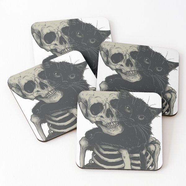 Item preview, Cat Hugging a Skeleton, Love Beyond Grave, Cat Lover, Halloween designed and sold by PrintShangri-La.