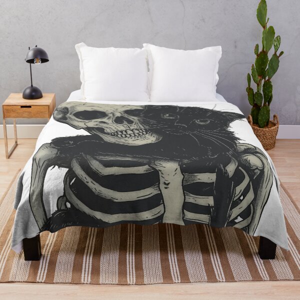Item preview, Cat Hugging a Skeleton, Love Beyond Grave, Cat Lover, Halloween designed and sold by PrintShangri-La.