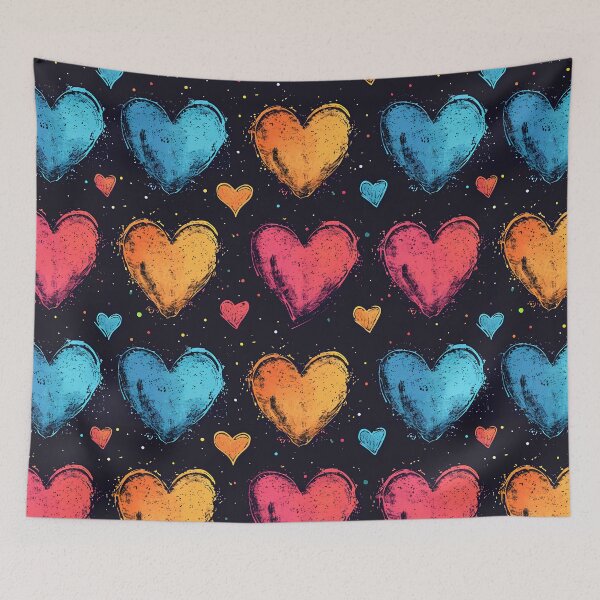 Item preview, Colorful hearts pattern in grunge style designed and sold by randrdesign.