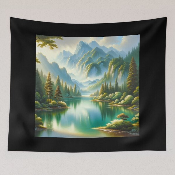 Item preview, Tranquil Morning Lakeside designed and sold by BestArtByArvind.