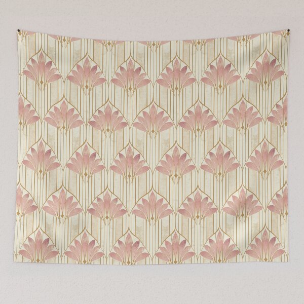 Item preview, Art Deco Design  with Floral Elements in Pink Rose Gold and Beige designed and sold by coreexpressions.