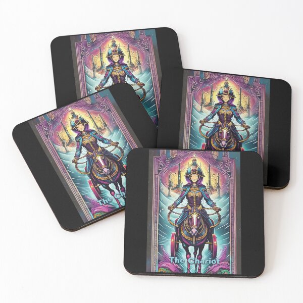 Item preview, The Chariot - neon style painting tarot card designed and sold by nvrprooo.