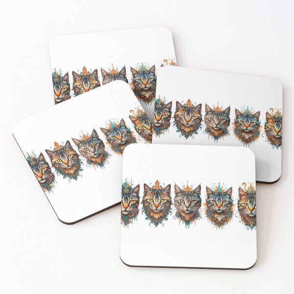 Item preview, Art of 5 Cat Heads designed and sold by Tomasz C.