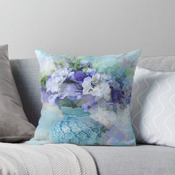 Item preview, Boho chic french country pastel turquoise blue purple flower designed and sold by LEILA ART SPACE.