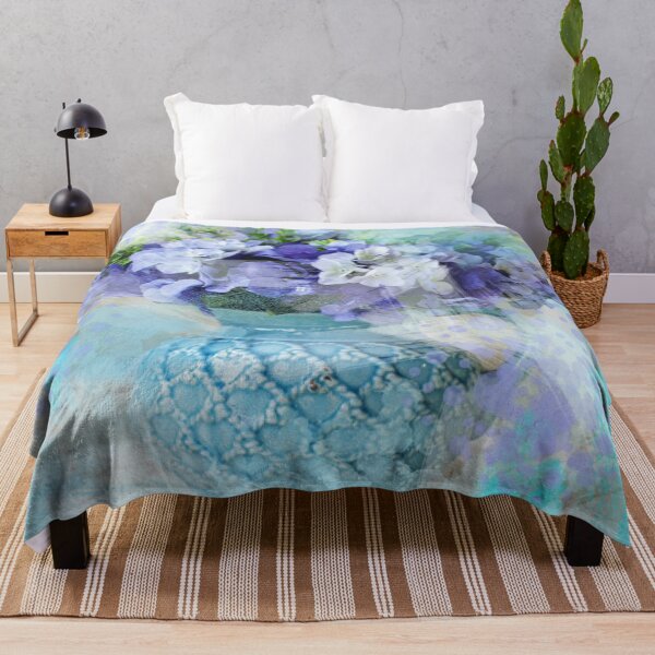 Item preview, Boho chic french country pastel turquoise blue purple flower designed and sold by LEILA ART SPACE.