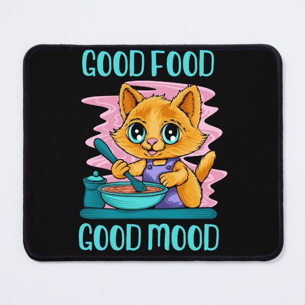 Item preview, Good food good mood cute cat eat designed and sold by DazzleDroplets.