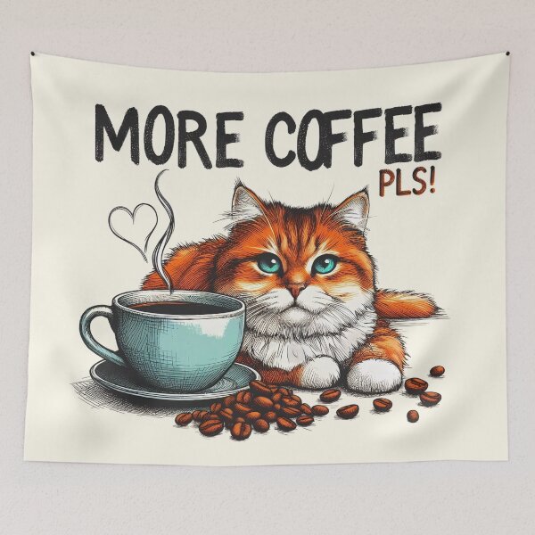 Item preview, Espresso Enthusiast Feline with Coffee Cup designed and sold by RuyaFab.