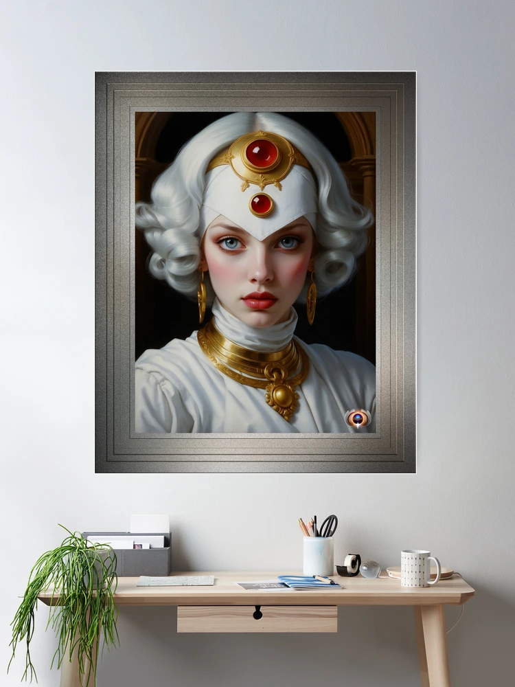 Lady Of The Orlion Order Beautiful AI Concept Art Portrait by Xzendor7 Room Decor Poster Art Print