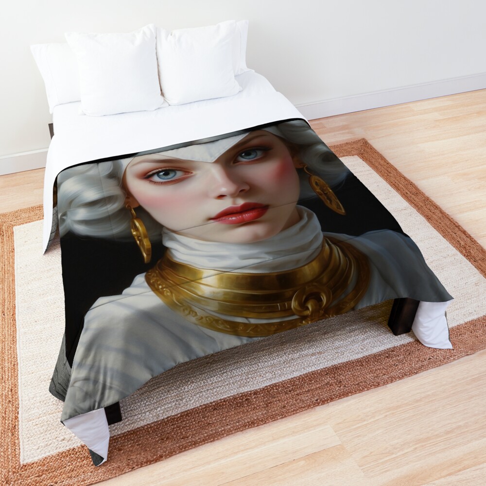Lady Of The Orlion Order Beautiful AI Concept Art Portrait by Xzendor7 Decorative Comforter Art Print