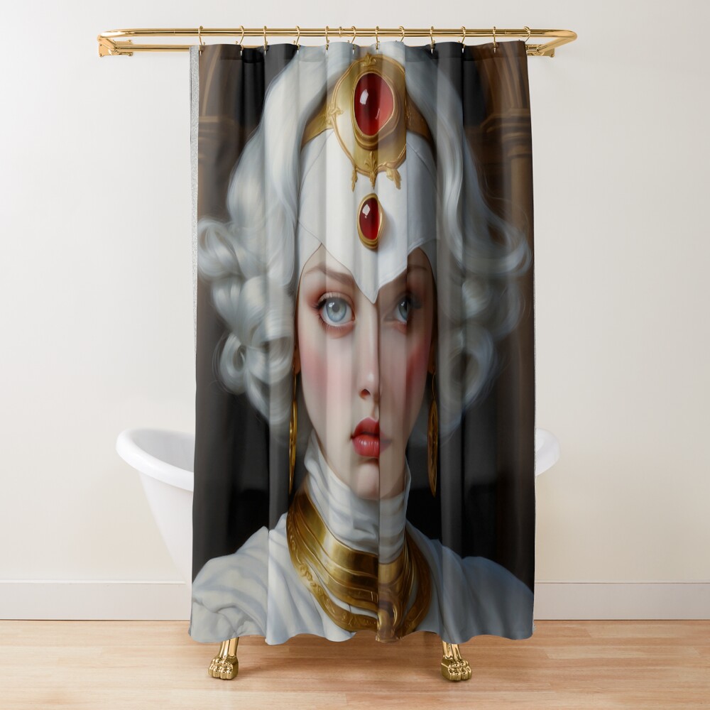 Lady Of The Orlion Order Beautiful AI Concept Art Portrait by Xzendor7 Decorative Shower Curtain Art Print