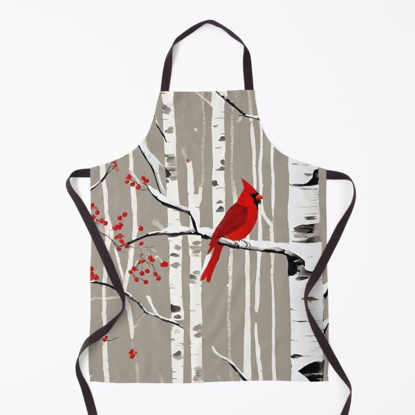Item preview, Minimalist Scandinavian Art Winter Birch Tree Red Cardinal designed and sold by LEILA ART SPACE.