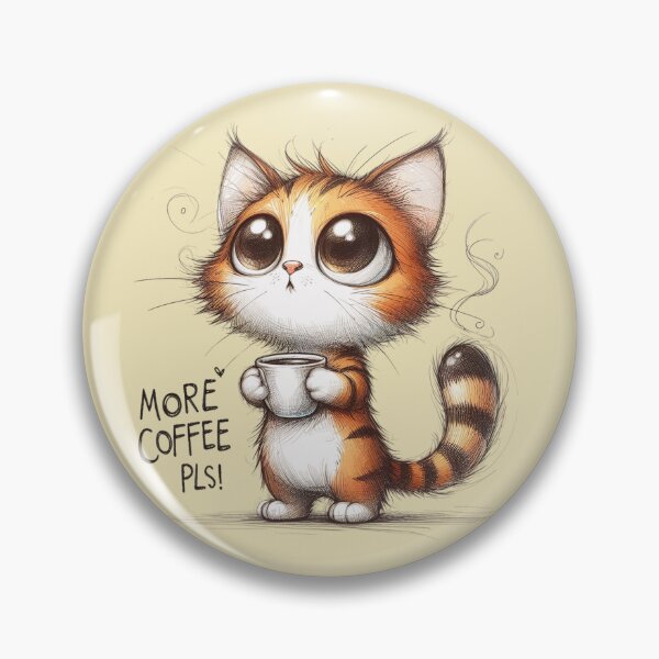 Item preview, Tiny Tiger Striped Kitten Begging for Coffee designed and sold by RuyaFab.
