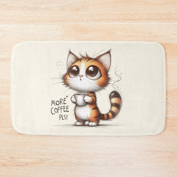 Item preview, Tiny Tiger Striped Kitten Begging for Coffee designed and sold by RuyaFab.