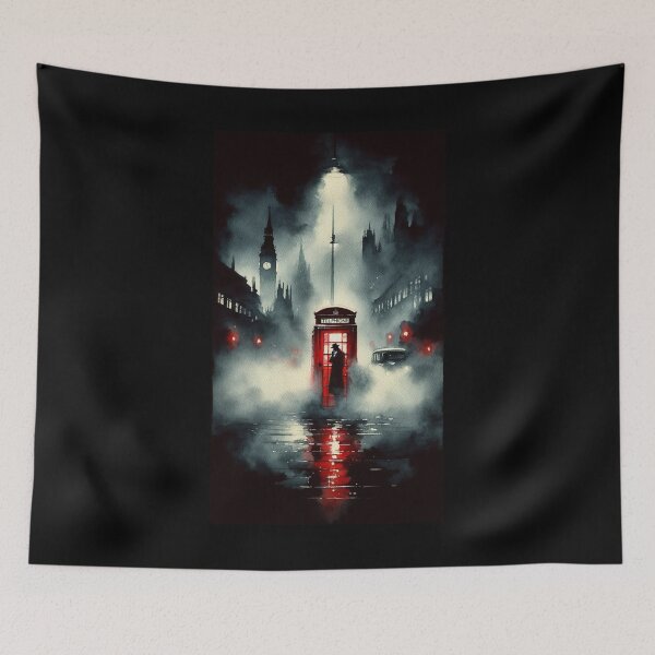 Item preview, Noir Vintage Watercolor Phone Booth in the Mist designed and sold by RESToRAPTOR.