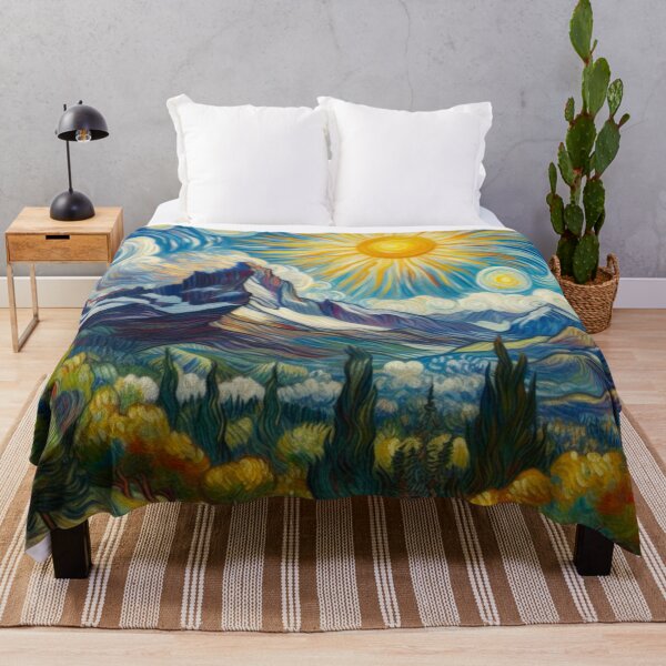 Item preview, Sunny Mountain View Forest Van Gogh Style Painting Digital Art designed and sold by Star-Fragment.