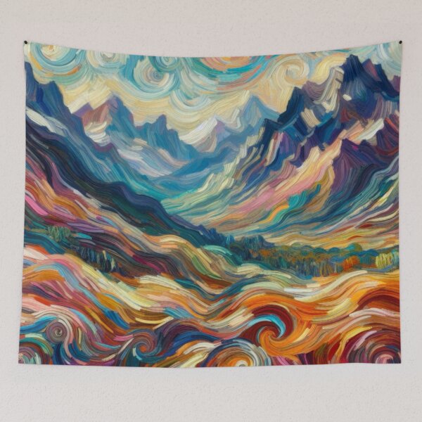 Item preview, Colorful Mountain Landscape Oil Painting Digital Art designed and sold by Star-Fragment.