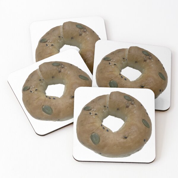 Item preview, Multi-grain bagels, freshly baked, beautiful brown color isolate, Pumpkin seeds, poppy seeds, sunflower seeds designed and sold by pipikijung.