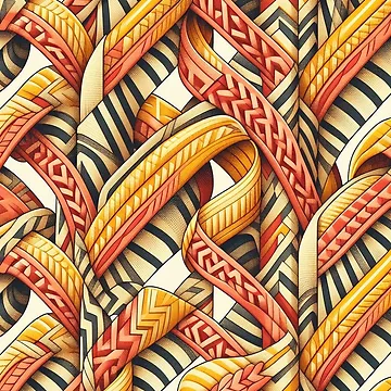 Artwork thumbnail, Chevron - Red Yellow Ribbon Pattern ; Pattern Herringbone by PatternInArt