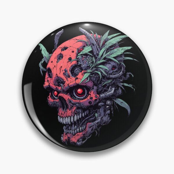 Item preview, Creepy cyborg neon skull cyber punk art designed and sold by TomFrontierArt.