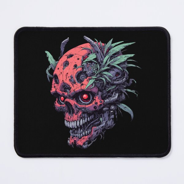 Item preview, Creepy cyborg neon skull cyber punk art designed and sold by TomFrontierArt.