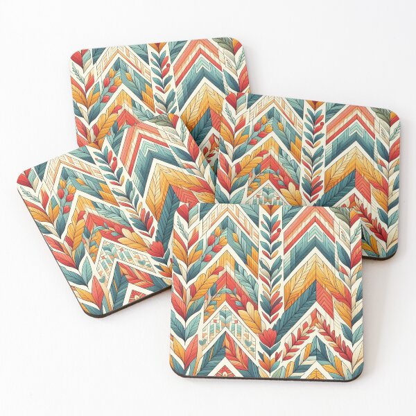 Item preview, Chevron - Blue Orange Red Leaf  Pattern ; Pattern  Herringbone designed and sold by PatternInArt.