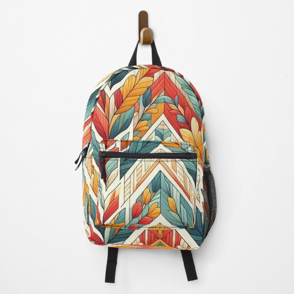 Item preview, Chevron - Blue Orange Red Leaf Pattern ; Pattern Herringbone designed and sold by PatternInArt.