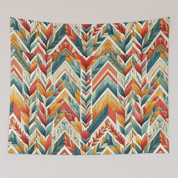 Item preview, Chevron - Blue Orange Red Leaf  Pattern ; Pattern  Herringbone designed and sold by PatternInArt.
