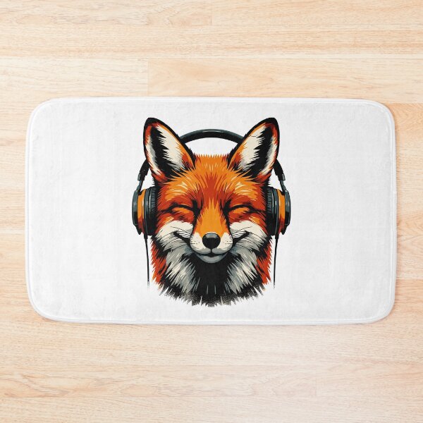 Item preview, Funny Smiling musical fox wearing headphones designed and sold by TomFrontierArt.