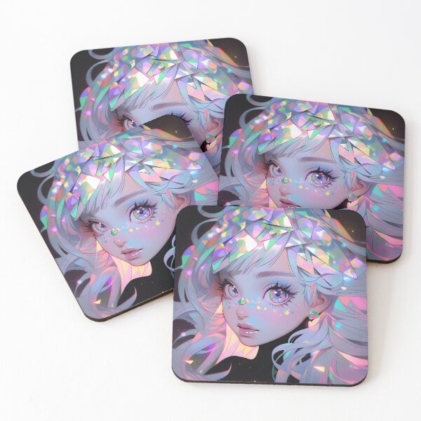 Item preview, Pale Silver Holographic Moonlit Anime Girl designed and sold by bubblegoth.