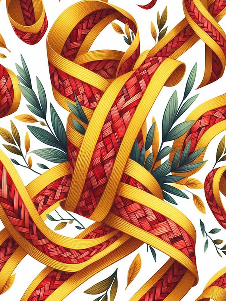 Thumbnail 4 of 4, iPhone Case, Chevron - Red Yellow leaf and Ribbon Pattern ; Pattern Herringbone designed and sold by PatternInArt.
