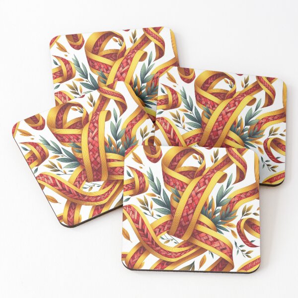 Item preview, Chevron - Red Yellow leaf and Ribbon Pattern ; Pattern  Herringbone designed and sold by PatternInArt.